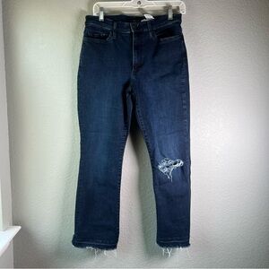 Banana Republic Women’s Mid-Rise Crop Flare Distressed Jeans Size 29 Stretch